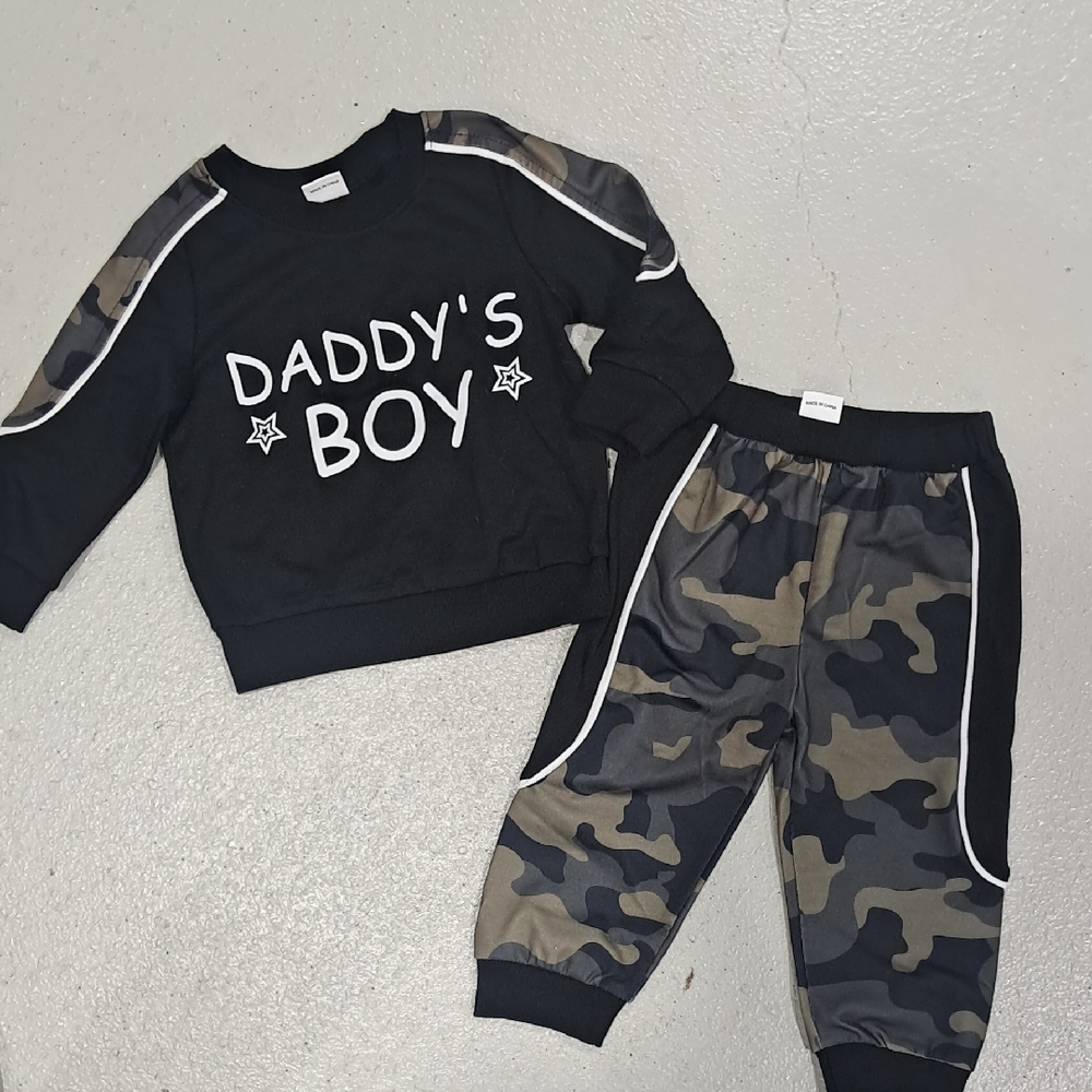 NWOT PatPat Camo & Black Print Kids Sweatshirt and Joggers Set
